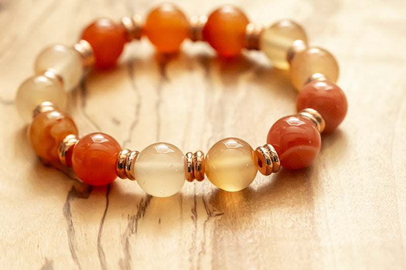 All Natural Carnelian Beaded Gemstone Bracelet