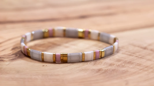 Gray Silk Tila Bracelet