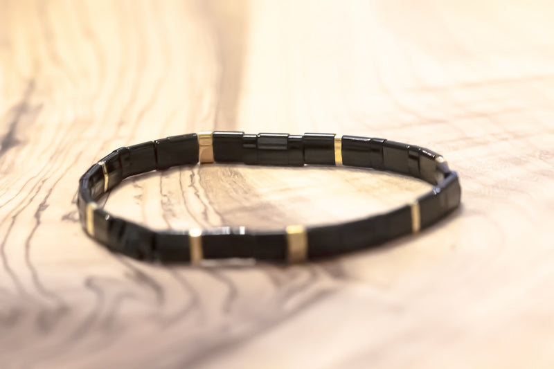 Midnight Gold Tila Bracelet