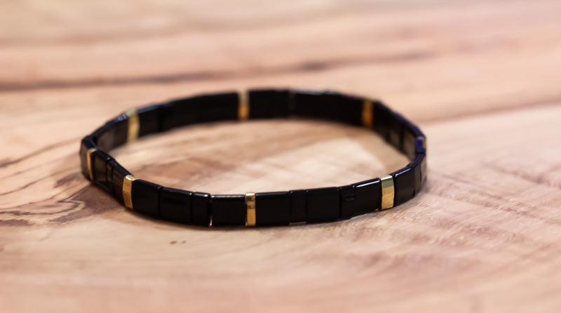 Midnight Gold Tila Bracelet