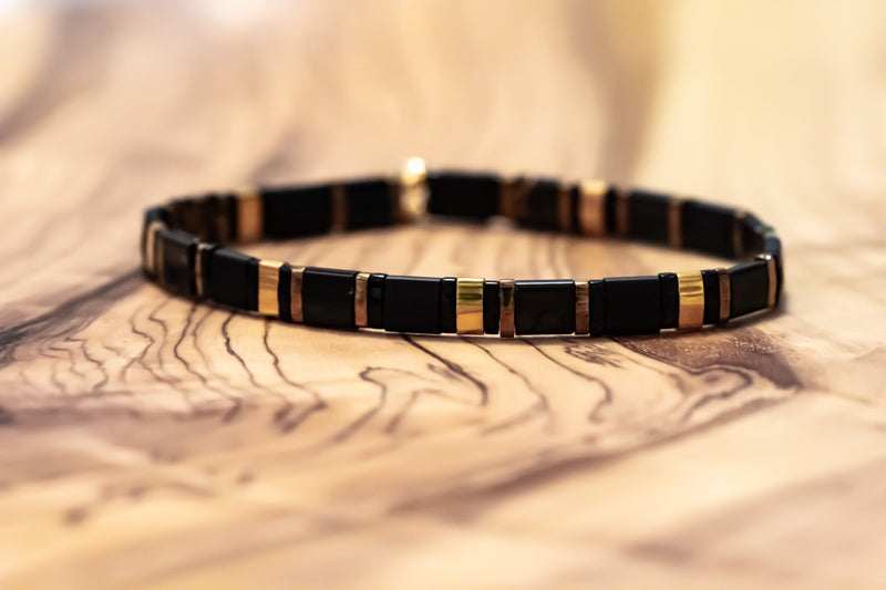 Midnight Gold Tila Bracelet