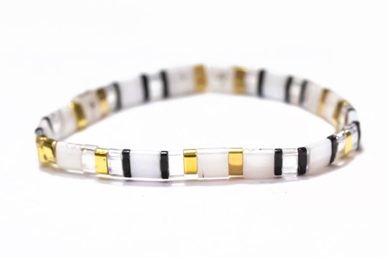 Zebra Tila Bracelet